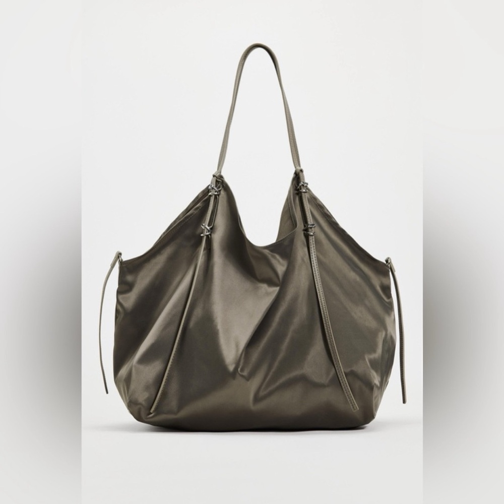 Zara Shiny Gray Tote Bag